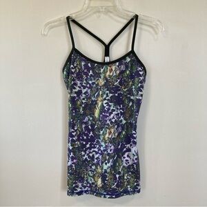 Lululemon Power Y Tank Top Sz 6 Womens Floral Sport Multi Gator Green Purple